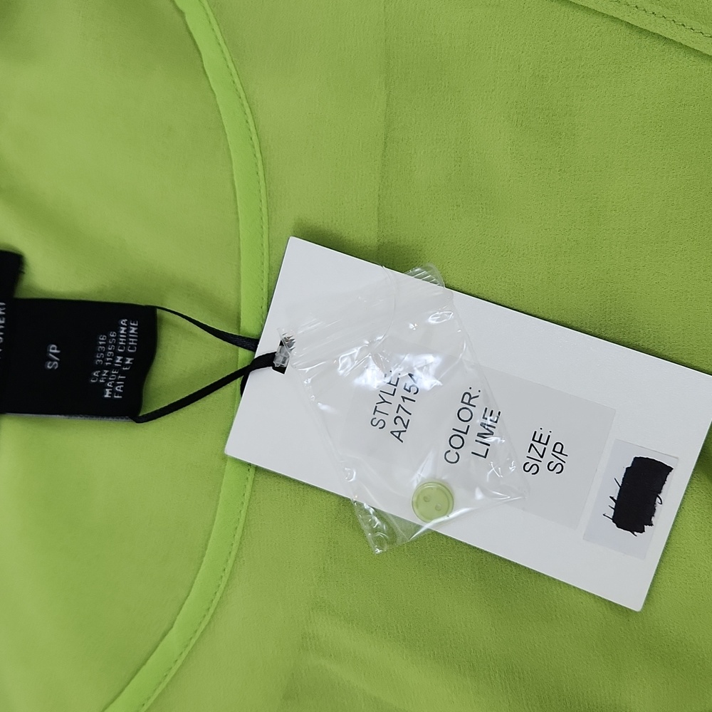 Vibrant Green Sheer Top NWT Size S Alison Sheri - Picture 5 of 11